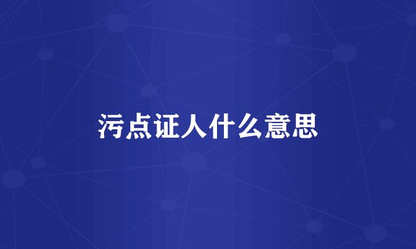 污点证人什么意思