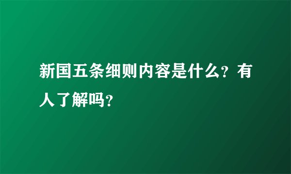 新国五条细则内容是什么？有人了解吗？