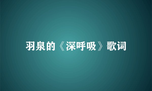 羽泉的《深呼吸》歌词