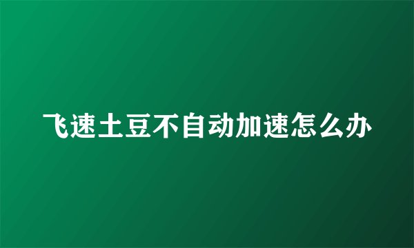 飞速土豆不自动加速怎么办