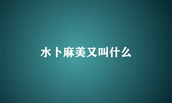 水卜麻美又叫什么