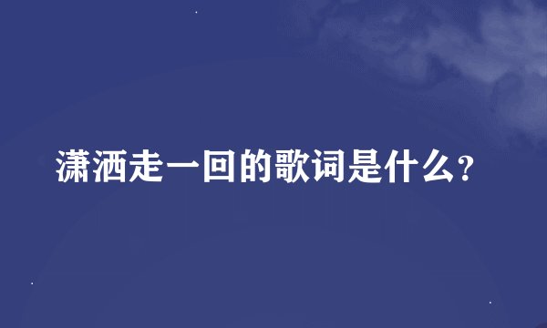 潇洒走一回的歌词是什么？