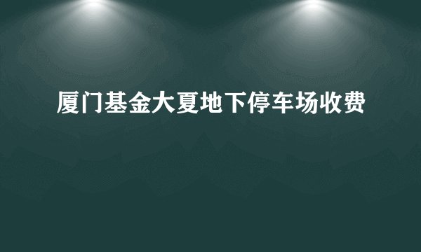 厦门基金大夏地下停车场收费