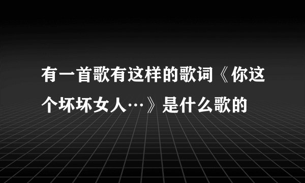 有一首歌有这样的歌词《你这个坏坏女人…》是什么歌的