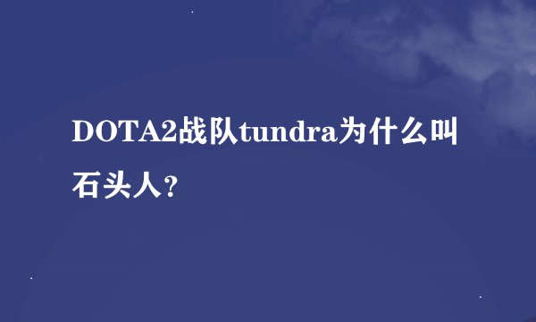 DOTA2战队tundra为什么叫石头人？
