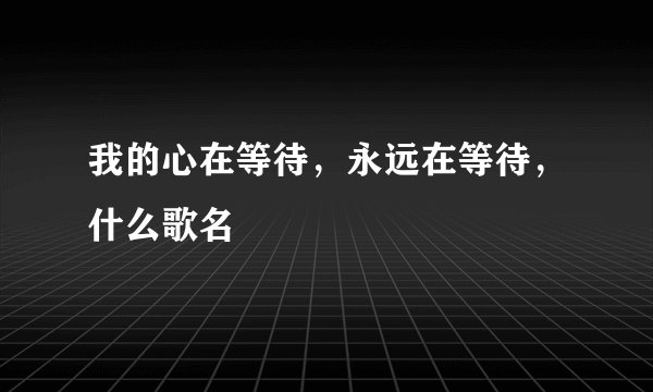 我的心在等待，永远在等待，什么歌名