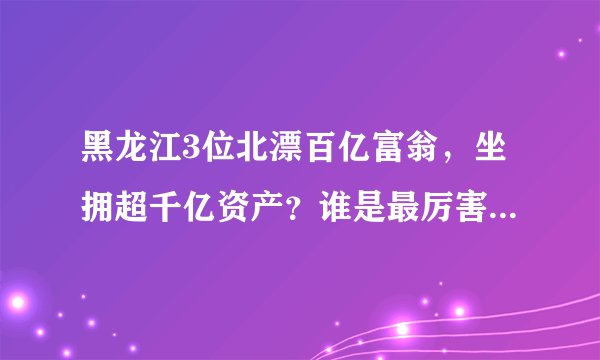 黑龙江3位北漂百亿富翁，坐拥超千亿资产？谁是最厉害的商业大佬