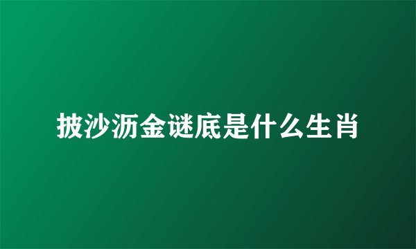 披沙沥金谜底是什么生肖