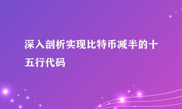 深入剖析实现比特币减半的十五行代码