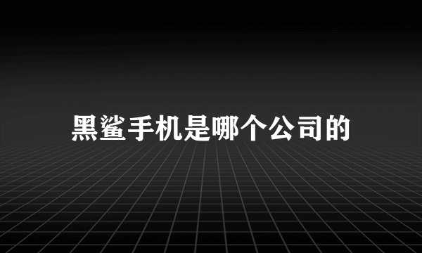 黑鲨手机是哪个公司的
