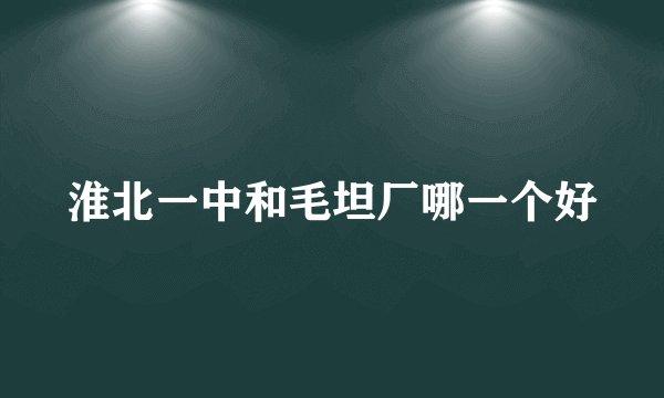 淮北一中和毛坦厂哪一个好
