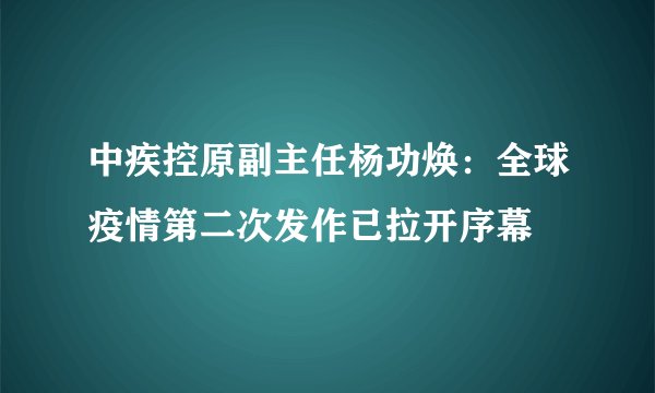 中疾控原副主任杨功焕：全球疫情第二次发作已拉开序幕