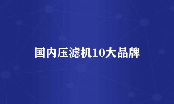 国内压滤机10大品牌