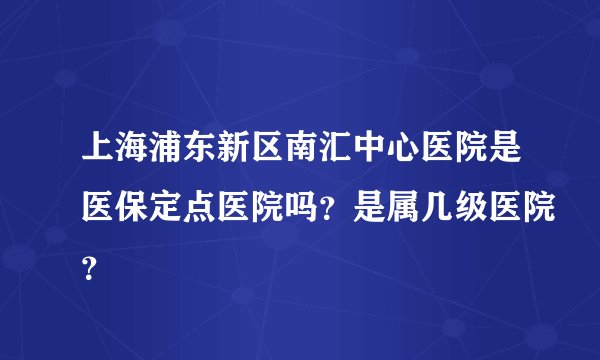 上海浦东新区南汇中心医院是医保定点医院吗？是属几级医院？