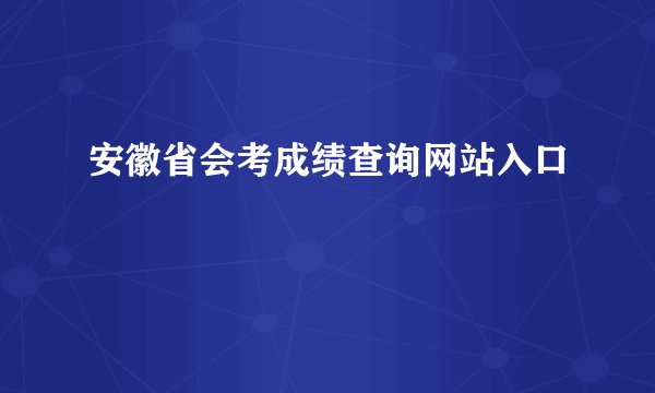 安徽省会考成绩查询网站入口
