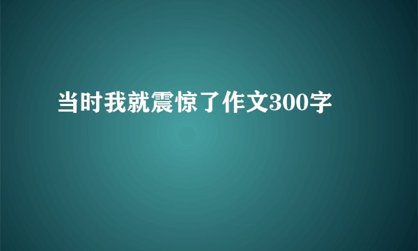 当时我就震惊了作文300字