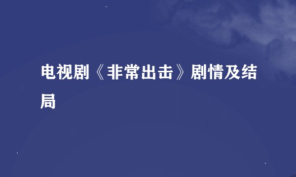 电视剧《非常出击》剧情及结局