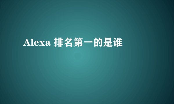 Alexa 排名第一的是谁