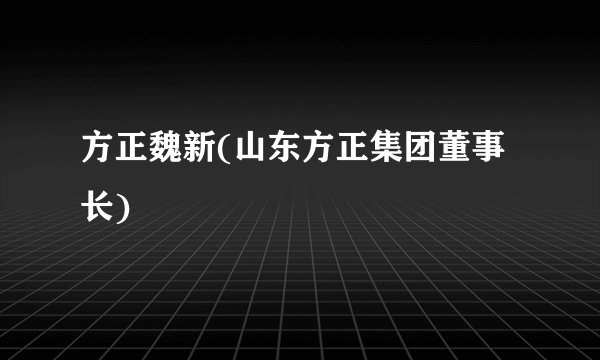 方正魏新(山东方正集团董事长)