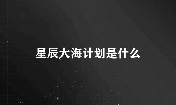 星辰大海计划是什么