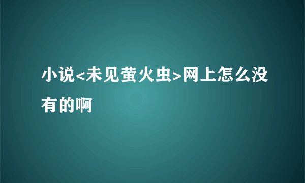 小说<未见萤火虫>网上怎么没有的啊