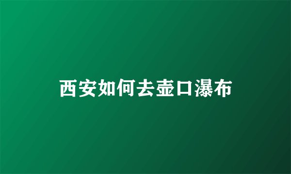 西安如何去壶口瀑布