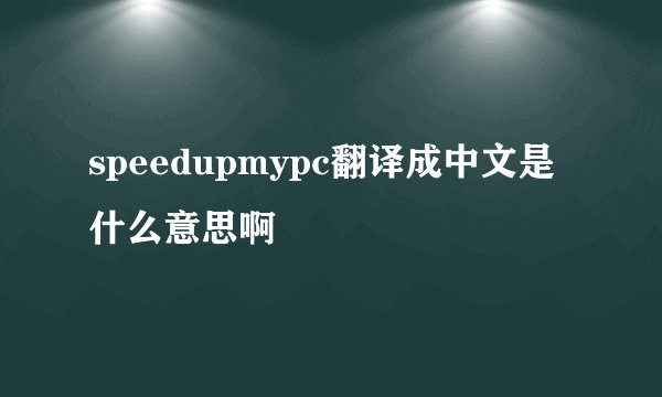 speedupmypc翻译成中文是什么意思啊