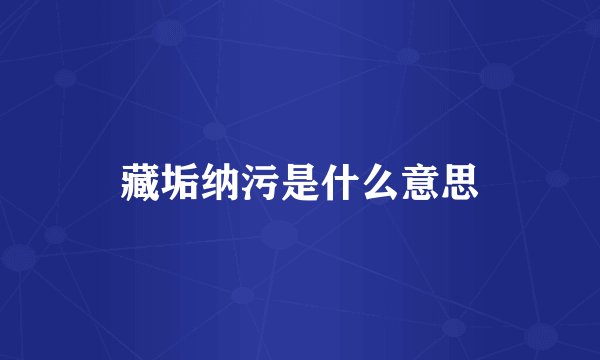 藏垢纳污是什么意思