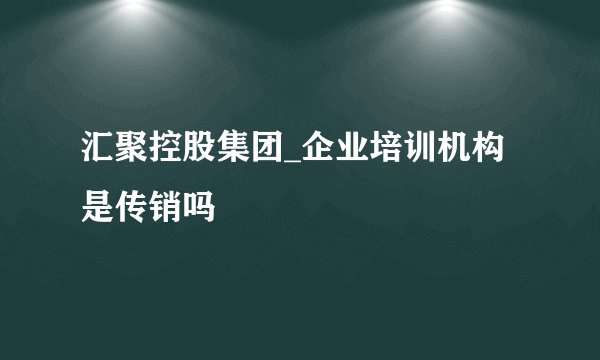 汇聚控股集团_企业培训机构是传销吗