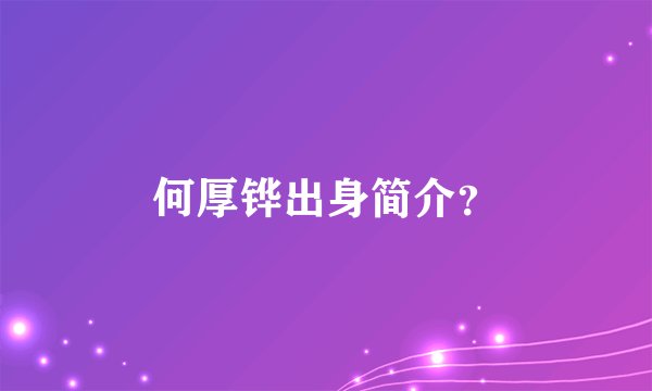 何厚铧出身简介？
