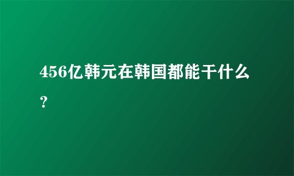 456亿韩元在韩国都能干什么？