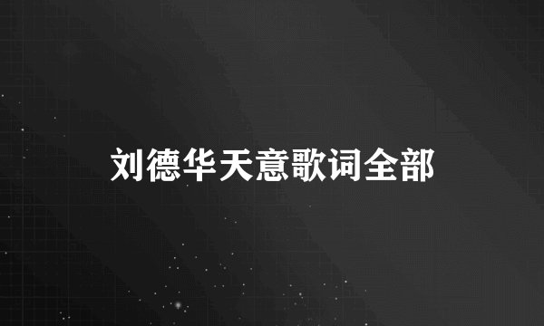刘德华天意歌词全部