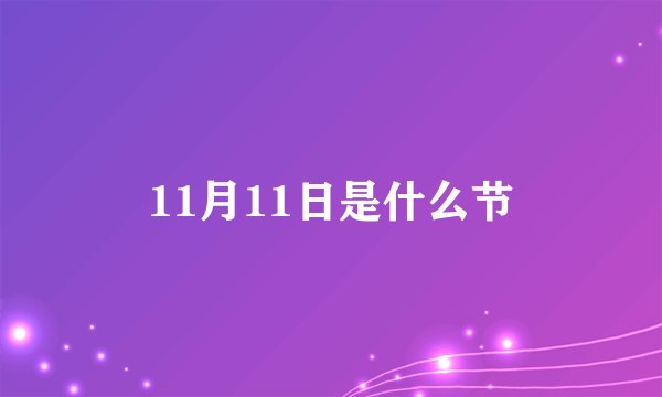 11月11日是什么节