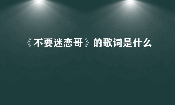 《不要迷恋哥》的歌词是什么