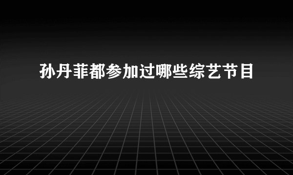 孙丹菲都参加过哪些综艺节目
