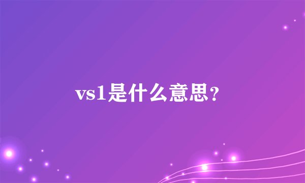 vs1是什么意思？