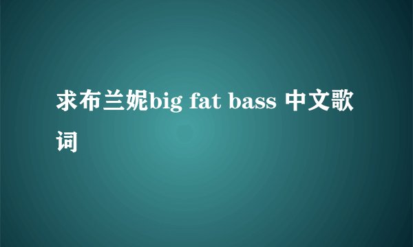 求布兰妮big fat bass 中文歌词