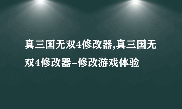 真三国无双4修改器,真三国无双4修改器-修改游戏体验