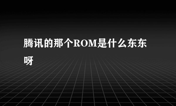 腾讯的那个ROM是什么东东呀