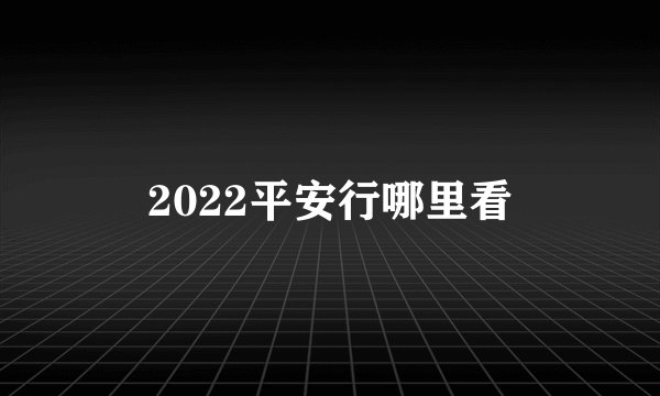 2022平安行哪里看