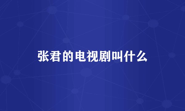 张君的电视剧叫什么