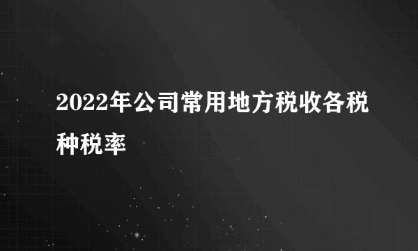 2022年公司常用地方税收各税种税率