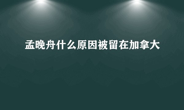 孟晚舟什么原因被留在加拿大