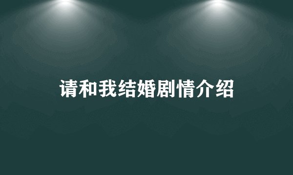 请和我结婚剧情介绍