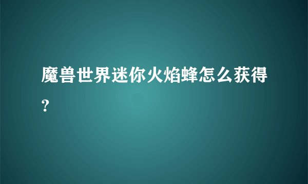 魔兽世界迷你火焰蜂怎么获得?