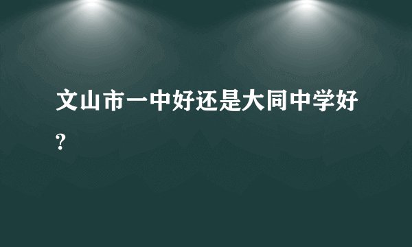 文山市一中好还是大同中学好?