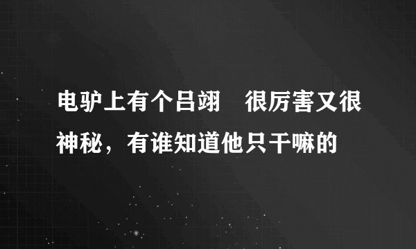 电驴上有个吕翊翀很厉害又很神秘，有谁知道他只干嘛的