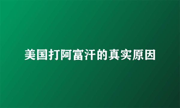 美国打阿富汗的真实原因