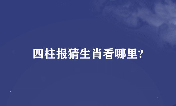 四柱报猜生肖看哪里?