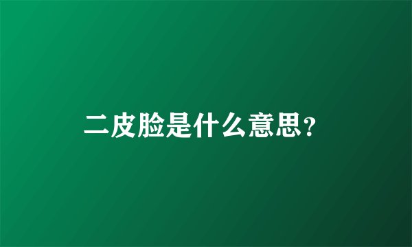 二皮脸是什么意思?